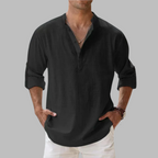 Atticus | White Pink Linen Summer Dress Shirt Chinos Trousers Men — Black