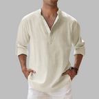 Atticus | White Pink Linen Summer Dress Shirt Chinos Trousers Men — Beige
