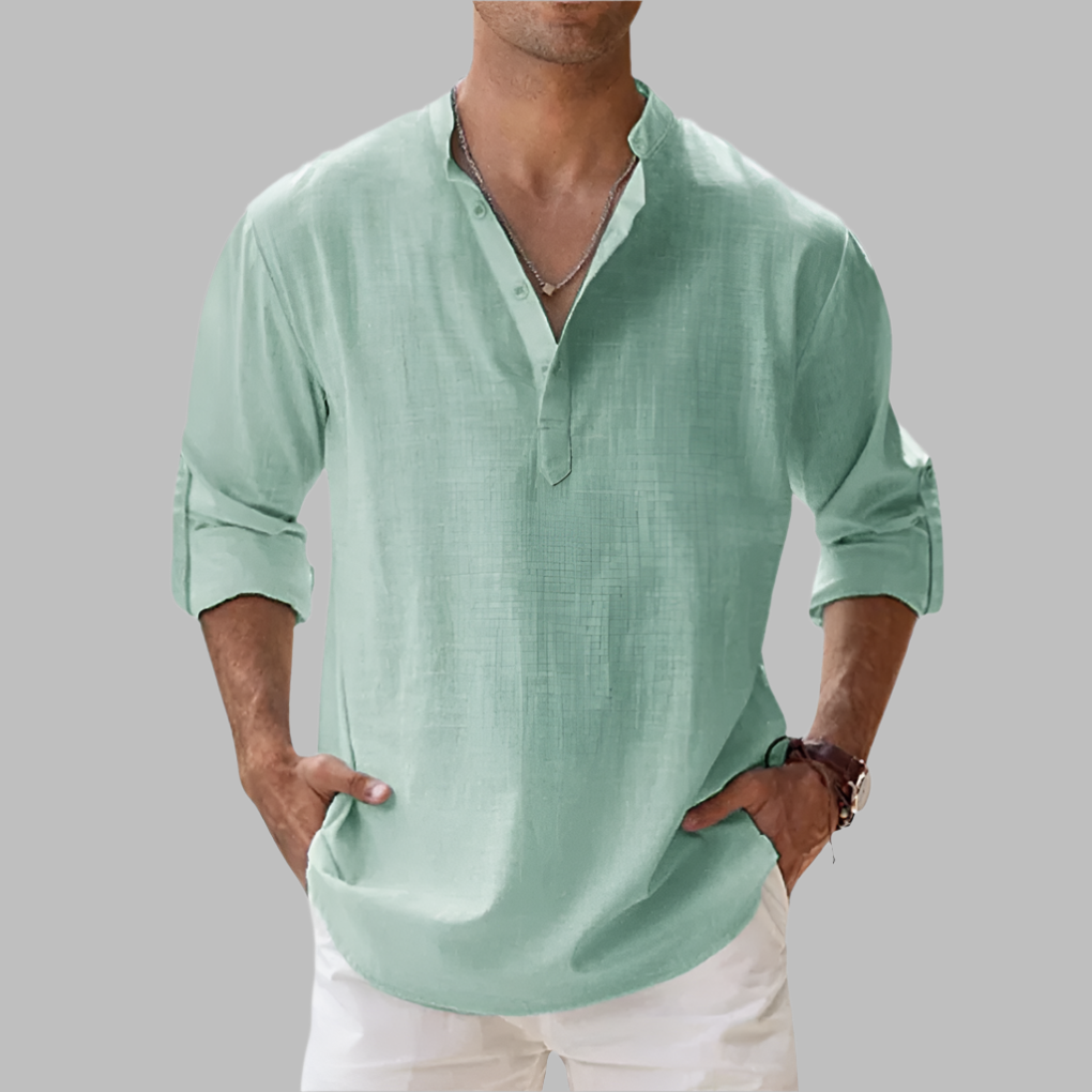 Atticus | White Pink Linen Summer Dress Shirt Chinos Trousers Men — Green