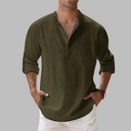Atticus | White Pink Linen Summer Dress Shirt Chinos Trousers Men — Dark Green