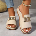 Katarina | Strappy Low Wedge Block Heel Silver Sandals