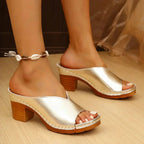 Celestine | Black Strappy Low Block Heel Wide Fit Brown Sandals