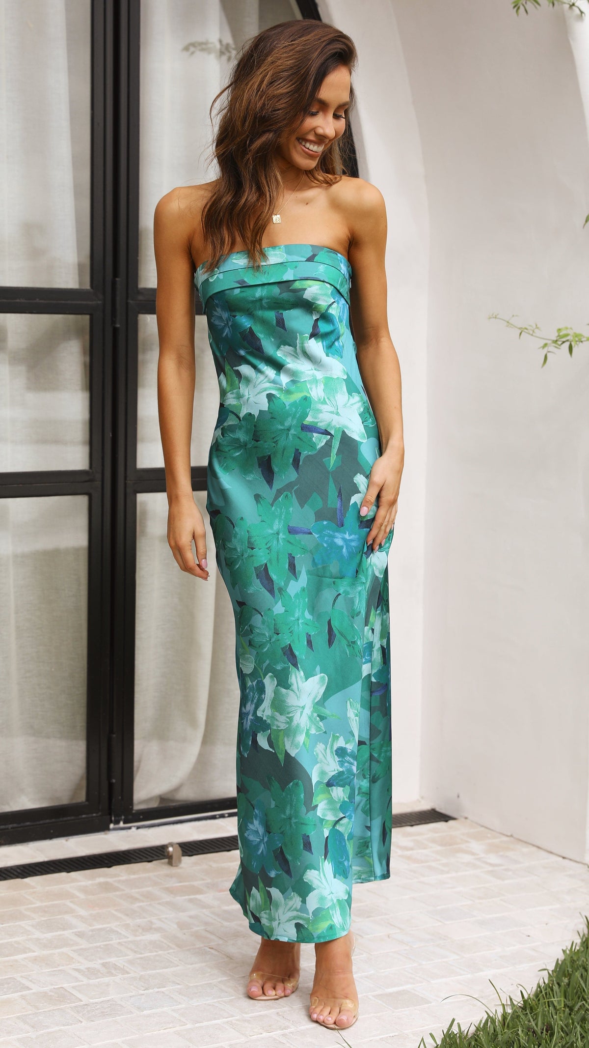 Delia | Red Purple Green Blue Floral Print Maxi Dress