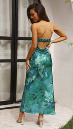 Delia | Red Purple Green Blue Floral Print Maxi Dress