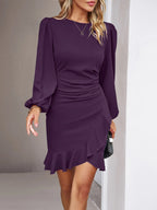 Penelope | Mini Puff Sleeves Shirt Dress For Women — Purple
