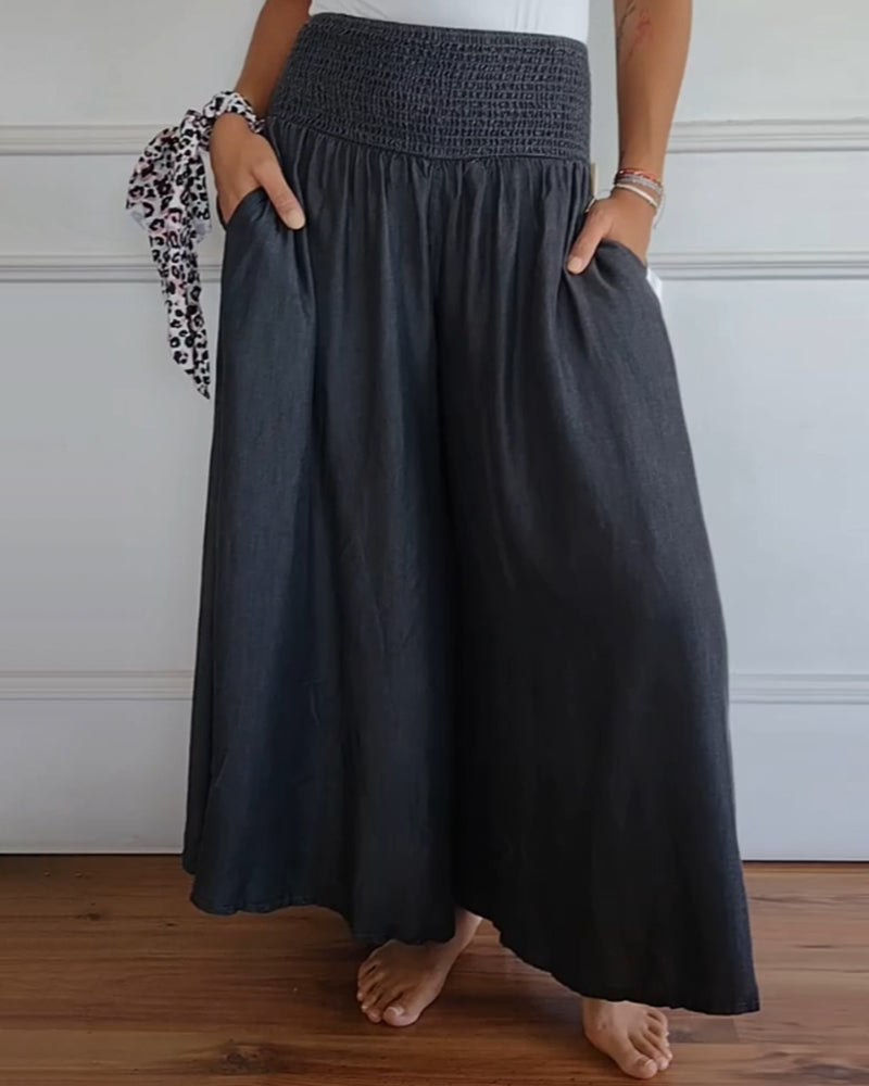 Coralie | Wide Leg White Linen Trousers Romper Pants Casual