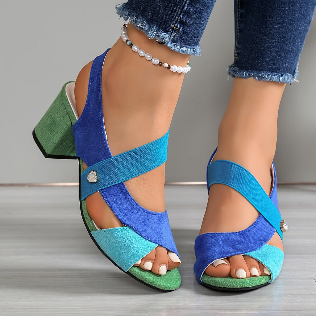 Faustine | Low Block Heel Wide Fit Sandals Black Brown White