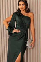 Octavia | Elegant White Lace Linen Leopard Dress — Dark green