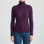 AuraKnit - Ribbed Knit Turtleneck Top
