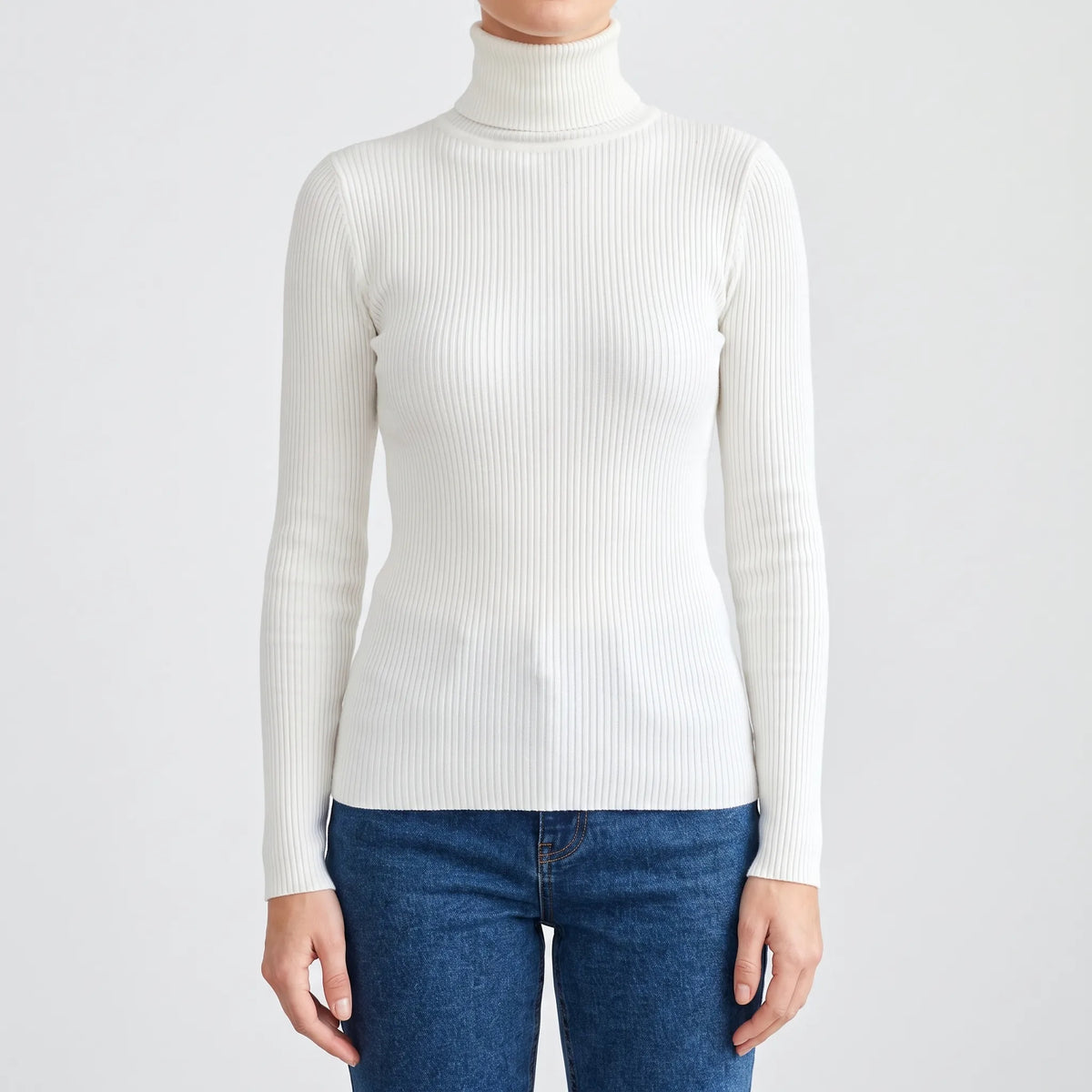 AuraKnit - Ribbed Knit Turtleneck Top