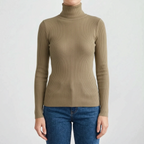 AuraKnit - Ribbed Knit Turtleneck Top