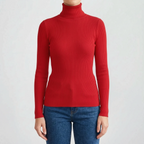 AuraKnit - Ribbed Knit Turtleneck Top