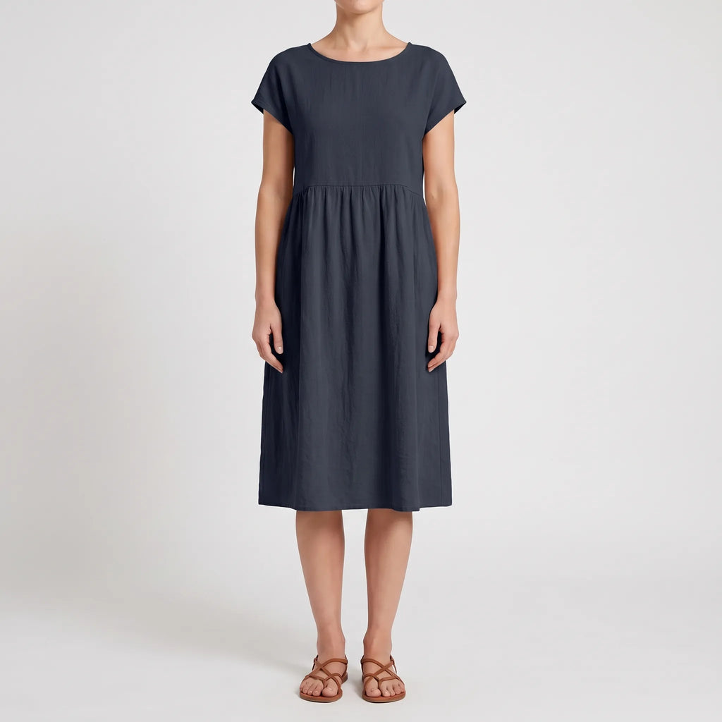 Breezeline - Relaxed Short Sleeve Midi Dress