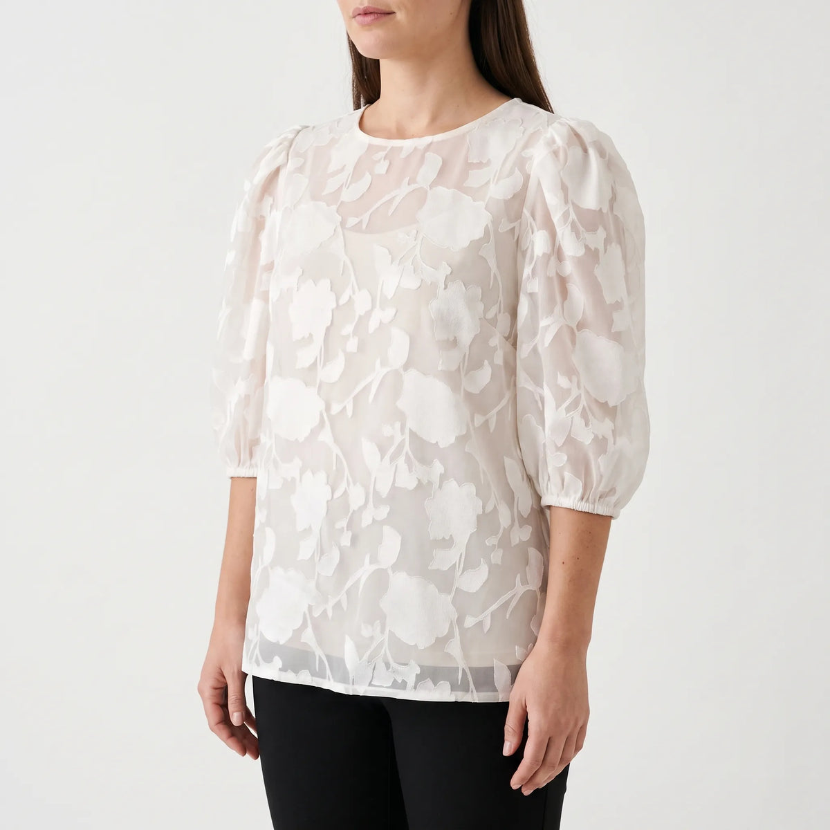 FloriaBlouse - Floral Puff Sleeve Blouse