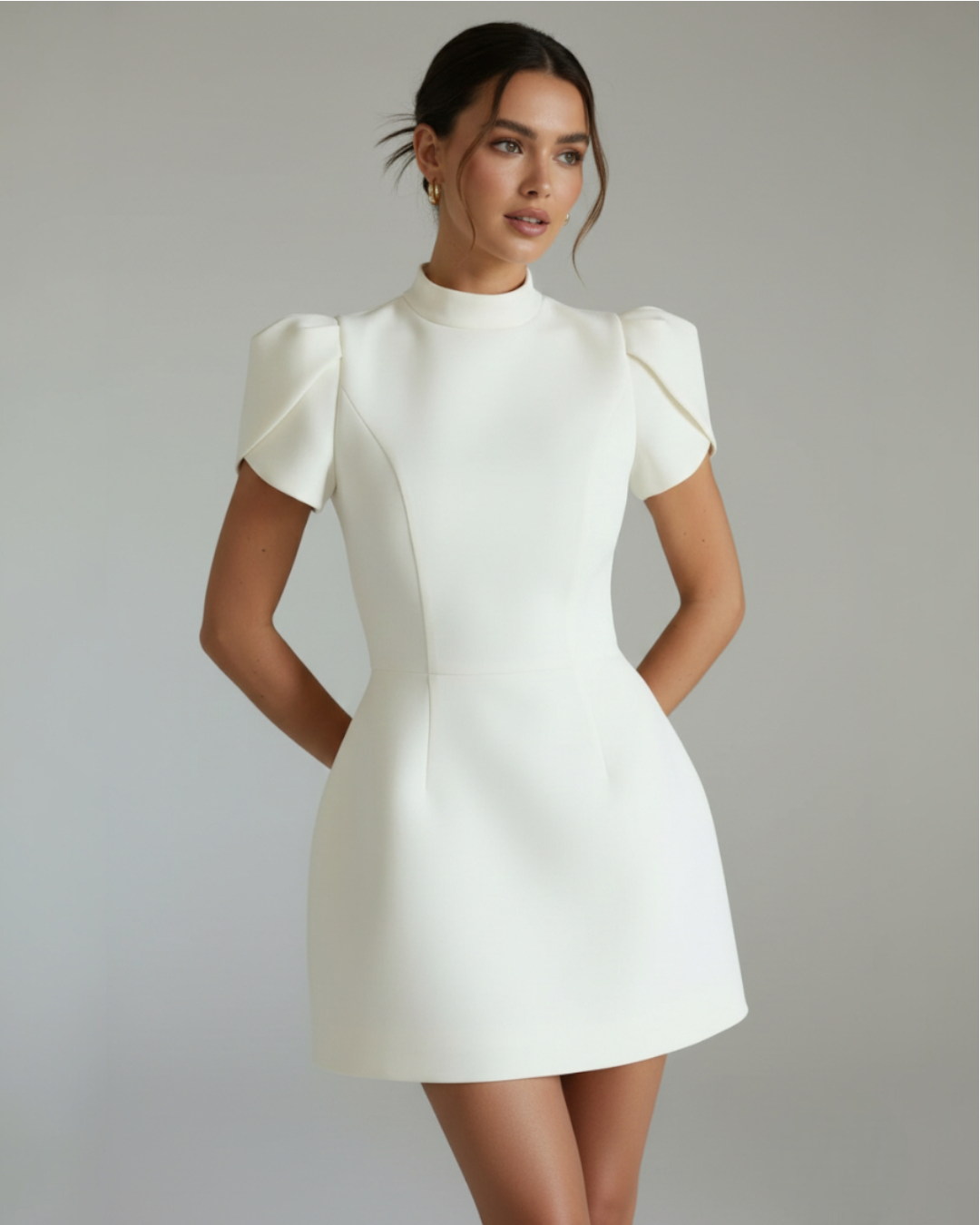 Ophelia | Pink White Black Blue Satin Mini Dress Open Back — White