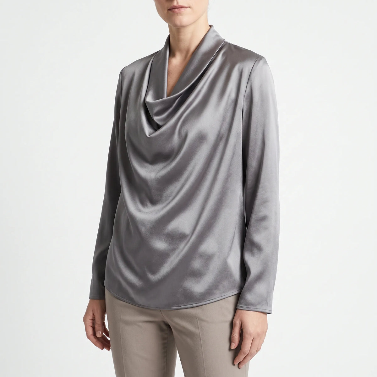 Lumira - Short Sleeve Draped Collar Blouse