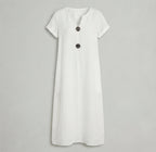 Capucine | Casual Cotton Linen Midi Dress For Women Dresses