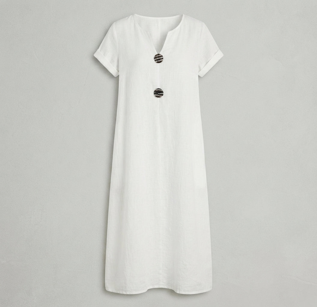 Capucine | Casual Cotton Linen Midi Dress For Women Dresses