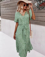Isadora | Flowy Purple Boho Maxi Dress Wedding Guest Dresses — Green -35
