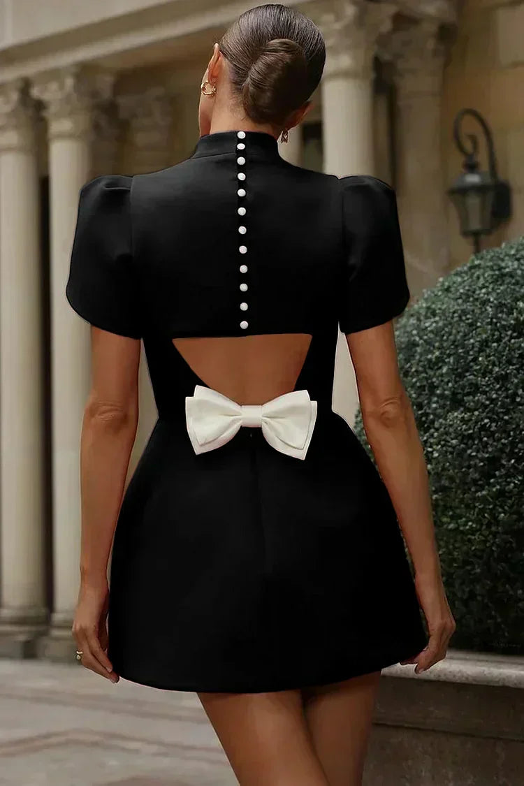 Ophelia | Pink White Black Blue Satin Mini Dress Open Back