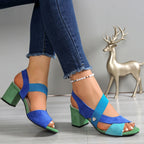 Faustine | Low Block Heel Wide Fit Sandals Black Brown White