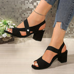 Faustine | Low Block Heel Wide Fit Sandals Black Brown White