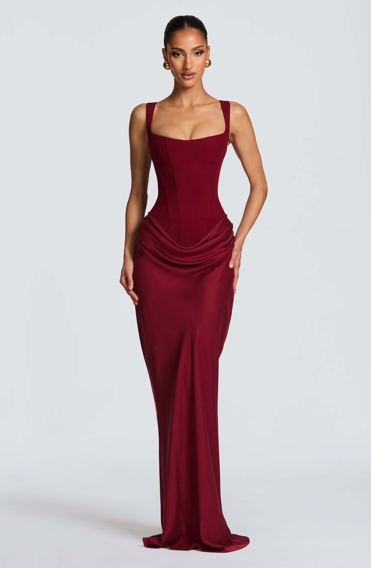 Persephone | White Satin Halter Maxi Wedding Guest Dress Spring Summer