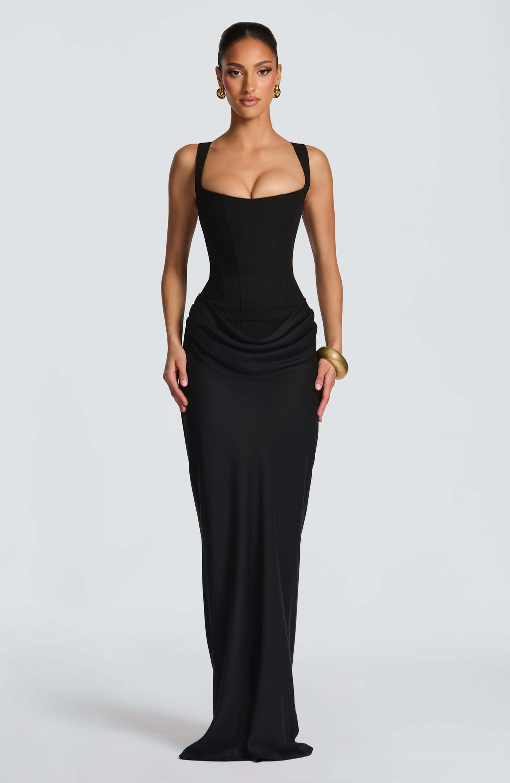 Persephone | White Satin Halter Maxi Wedding Guest Dress Spring Summer
