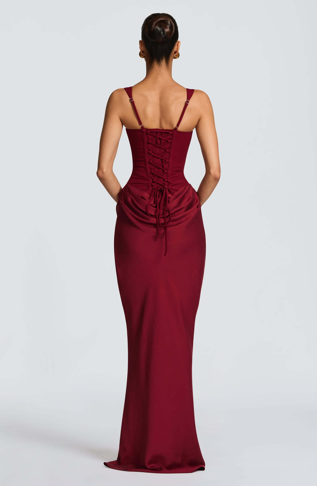 Persephone | White Satin Halter Maxi Wedding Guest Dress Spring Summer