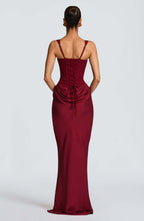 Persephone | White Satin Halter Maxi Wedding Guest Dress Spring Summer