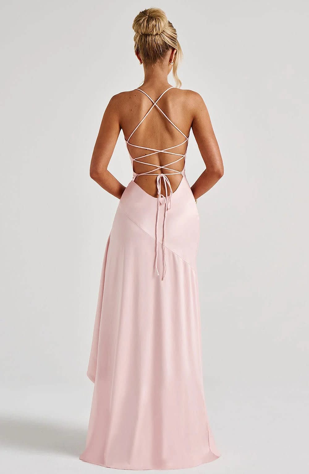Esmee | Purple Silk Satin Chiffon Maxi Evening Dress Mini Ruffle