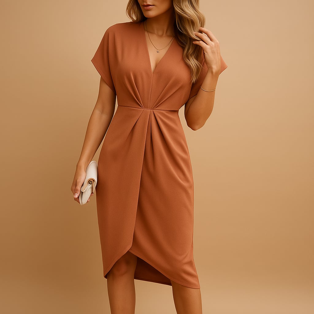 Edith | Black White Silk Bodycon Wrap Midi Dress — Koralle
