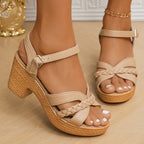 Manon | Low Heel Pink Silver Platform Heeled Sandals