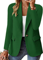 Georgiana | Summer Tailored Black Leather Blazer Fashion Jacket — Green