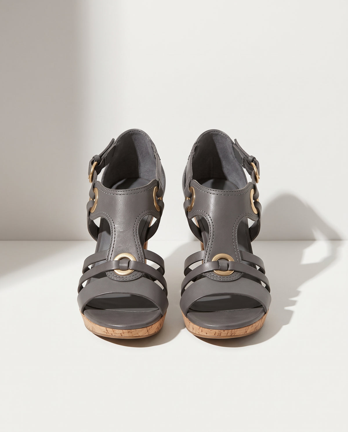Dominique | Comfortable Strappy Mary Jane Heels Pink Tan Shoes — voorkant