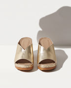 Celestine | Black Strappy Low Block Heel Wide Fit Brown Sandals — voorkant