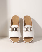 Katarina | Strappy Low Wedge Block Heel Silver Sandals — voorkant