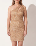 Celeste | White One Shoulder Sequin Mini Dress — voorkant