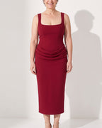Persephone | White Satin Halter Maxi Wedding Guest Dress Spring Summer — voorkant