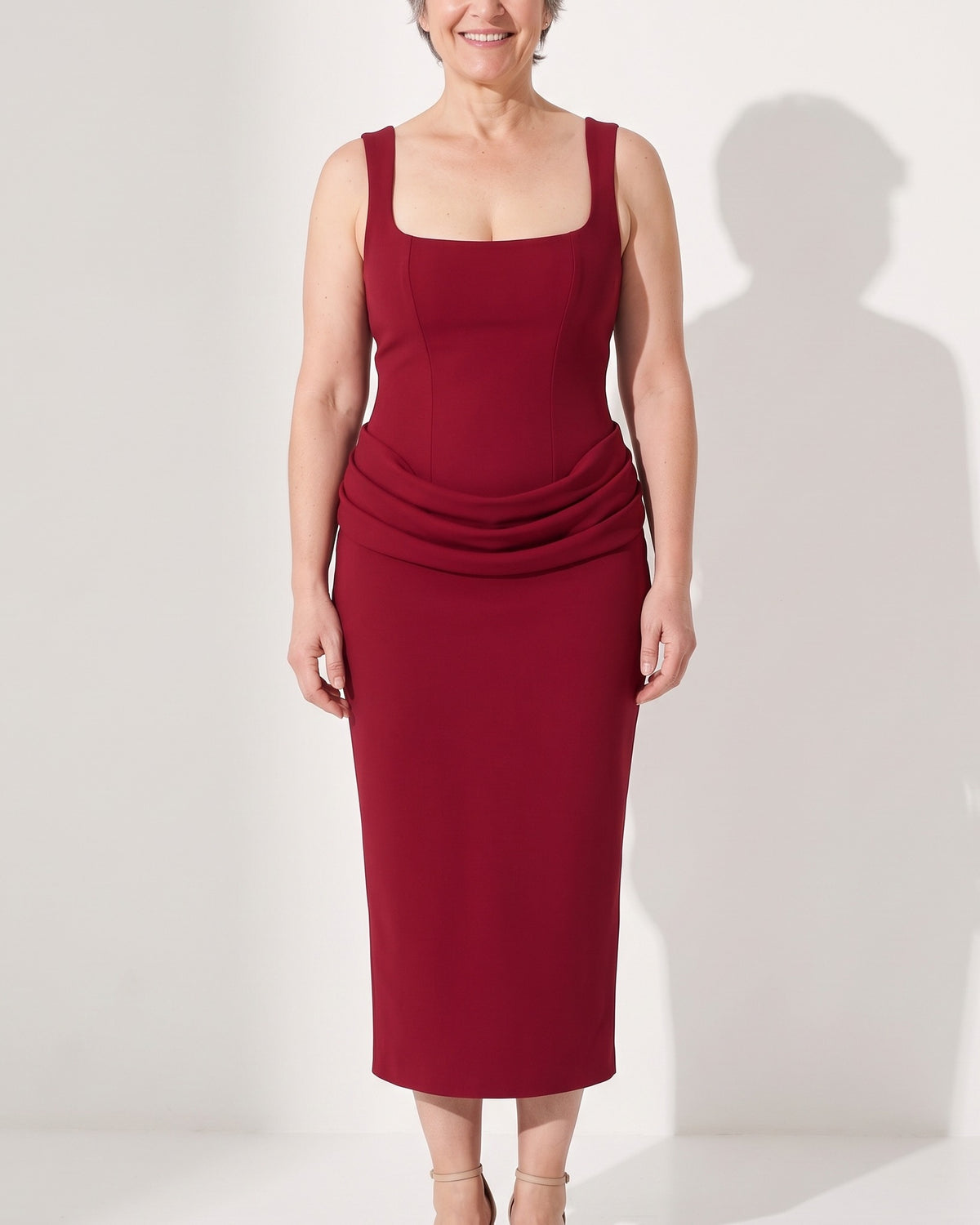 Persephone | White Satin Halter Maxi Wedding Guest Dress Spring Summer — voorkant