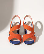 Faustine | Low Block Heel Wide Fit Sandals Black Brown White — voorkant