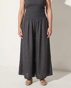 Coralie | Wide Leg White Linen Trousers Romper Pants Casual — voorkant