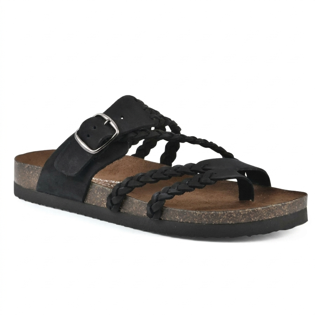 Coralie | Strappy Low Heel White Flat Sandals Summer Heels — Black