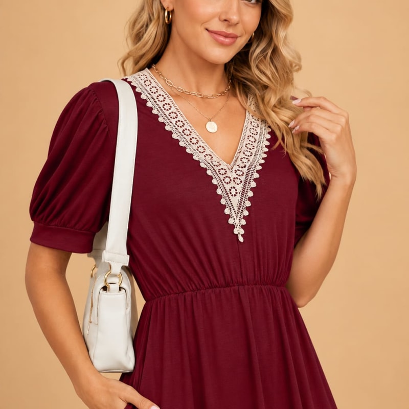 Felicity | Pink White Yellow Floral Lace Short Summer Dress — Black