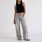 Manon | High Rise Wide Leg Linen Pants — Light Grey