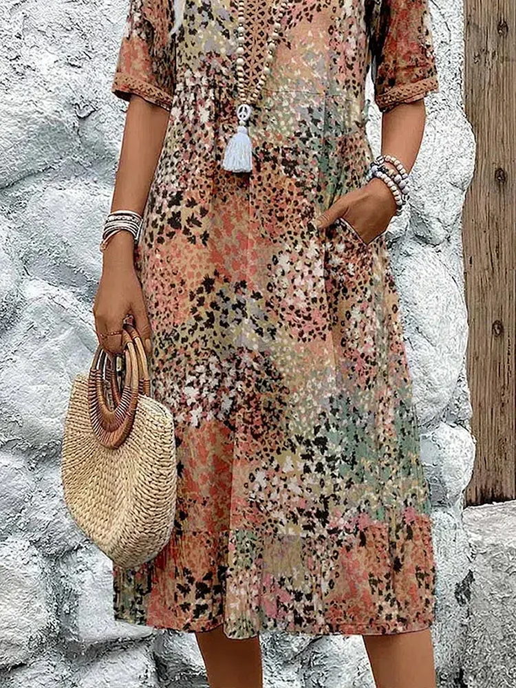 Constance | Short Sleeve Cotton Casual Midi Dress Summer Dresses