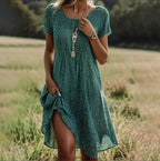 Wilhelmina | Blue Pink Midi Summer Wedding Guest Dress — Green