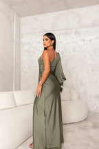Octavia | Elegant White Lace Linen Leopard Dress