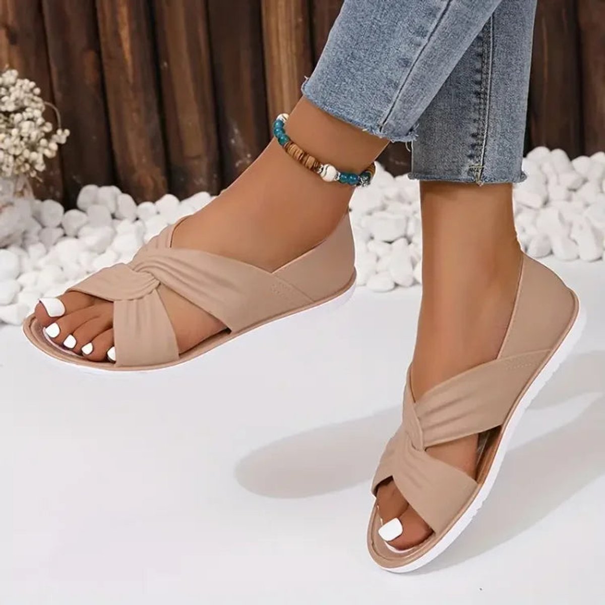 Delphine | Low Heel Silver Pink Metallic Sandals Summer Slip-On