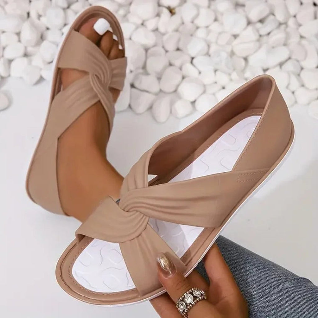 Delphine | Low Heel Silver Pink Metallic Sandals Summer Slip-On
